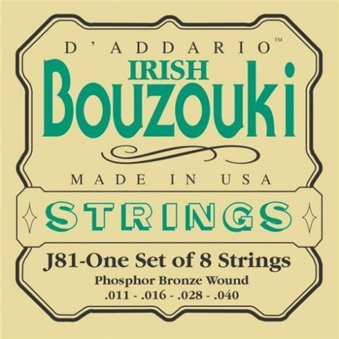 BUZİKİ TEL SETİ, IRISH, FOSFOR BRONZ SARIM, 4 ÇİFT TEL (0.011-0.016-0.028-0.040)