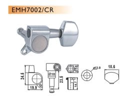 ELEKTRO GİTAR BURGUSU, 6'LI SET, SAĞ, KROM, STANDART KULAK