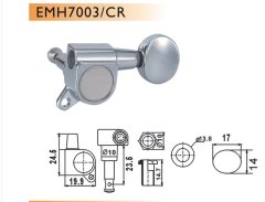 ELEKTRO GİTAR BURGUSU, 6'LI SET, SAĞ, KROM, YUVARLAK KULAK