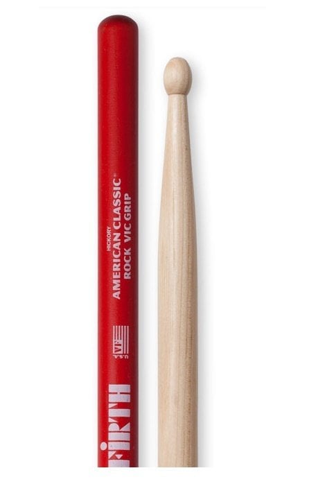 BAGET (ÇİFT) ROCK VIC GRIP, HICKORY, 0.630''x16 5/8'', SHORT TAPER, TIP: WOOD (AĞAÇ) /OVAL, SURFACE: LARGE / VIC GRIP