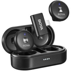 Boya Omic-D Wireless İkili Yaka Mikrofonu (Siyah) iphone ipad için Lightning
