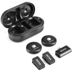 Boya Omic-D Wireless İkili Yaka Mikrofonu (Siyah) iphone ipad için Lightning