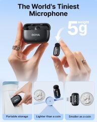 Boya Mini-15 (2TX+1RX+CC) iphone-ipad için Gürültü Engelleyicili Kablosuz Yaka Mikrofonu Lightning Device