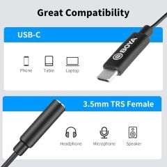 Boya BY-K4 Type-C - 3.5mm Kulaklık Mikrofon Çevirici Adaptör