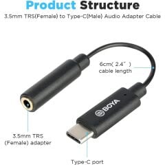 Boya BY-K4 Type-C - 3.5mm Kulaklık Mikrofon Çevirici Adaptör