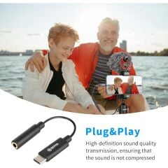 Boya BY-K4 Type-C - 3.5mm Kulaklık Mikrofon Çevirici Adaptör