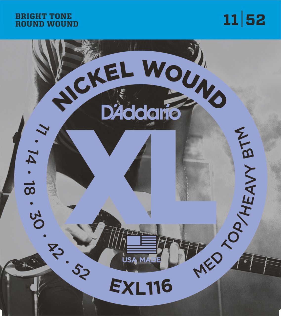 ELEKTRO GİTAR TEL SETİ, XL, 11-52, MED TOP/HEAVY BTM, NICKEL WOUND, BRIGHT TONE, ROUND WOUND