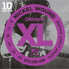 (10 SET) ELEKTRO GİTAR TEL SETİ, XL, 9-42, NICKEL WOUND, SUPER LIGHT GAUGE, BRIGHT TONE, ROUND WOUND