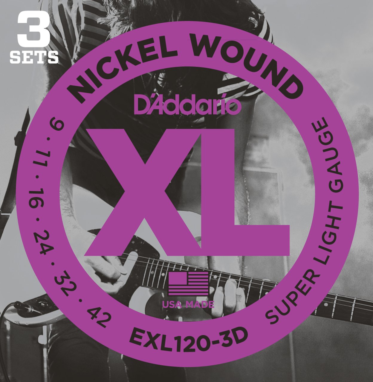 (3 SET) ELEKTRO GİTAR TEL SETİ, XL, 9-42, NICKEL WOUND, SUPER LIGHT GAUGE, BRIGHT TONE, ROUND WOUND