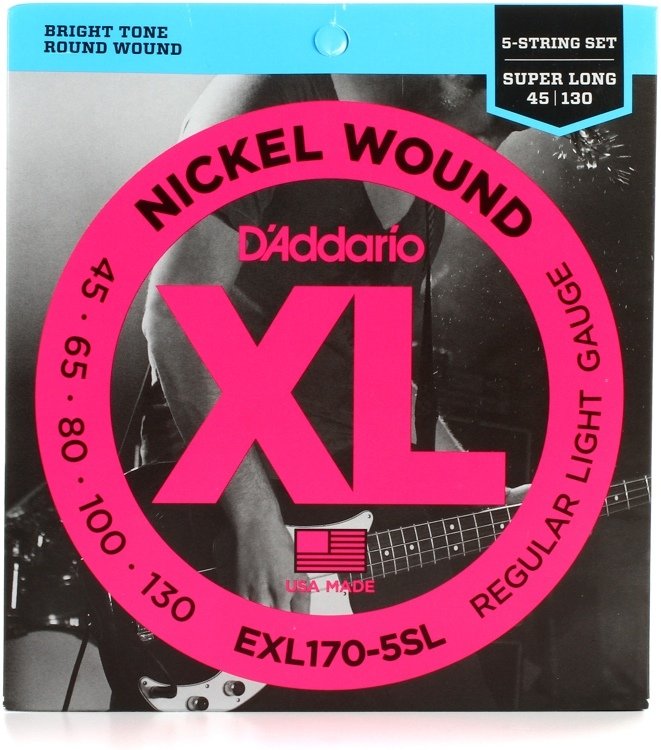 BAS GİTAR TEL SETİ , 5 TELLİ, XL, 45-130, SUPER LONG SCALE, NICKEL WOUND BASS, REGULAR LIGHT GAUGE, BRIGHT TONE, ROUND WOUND
