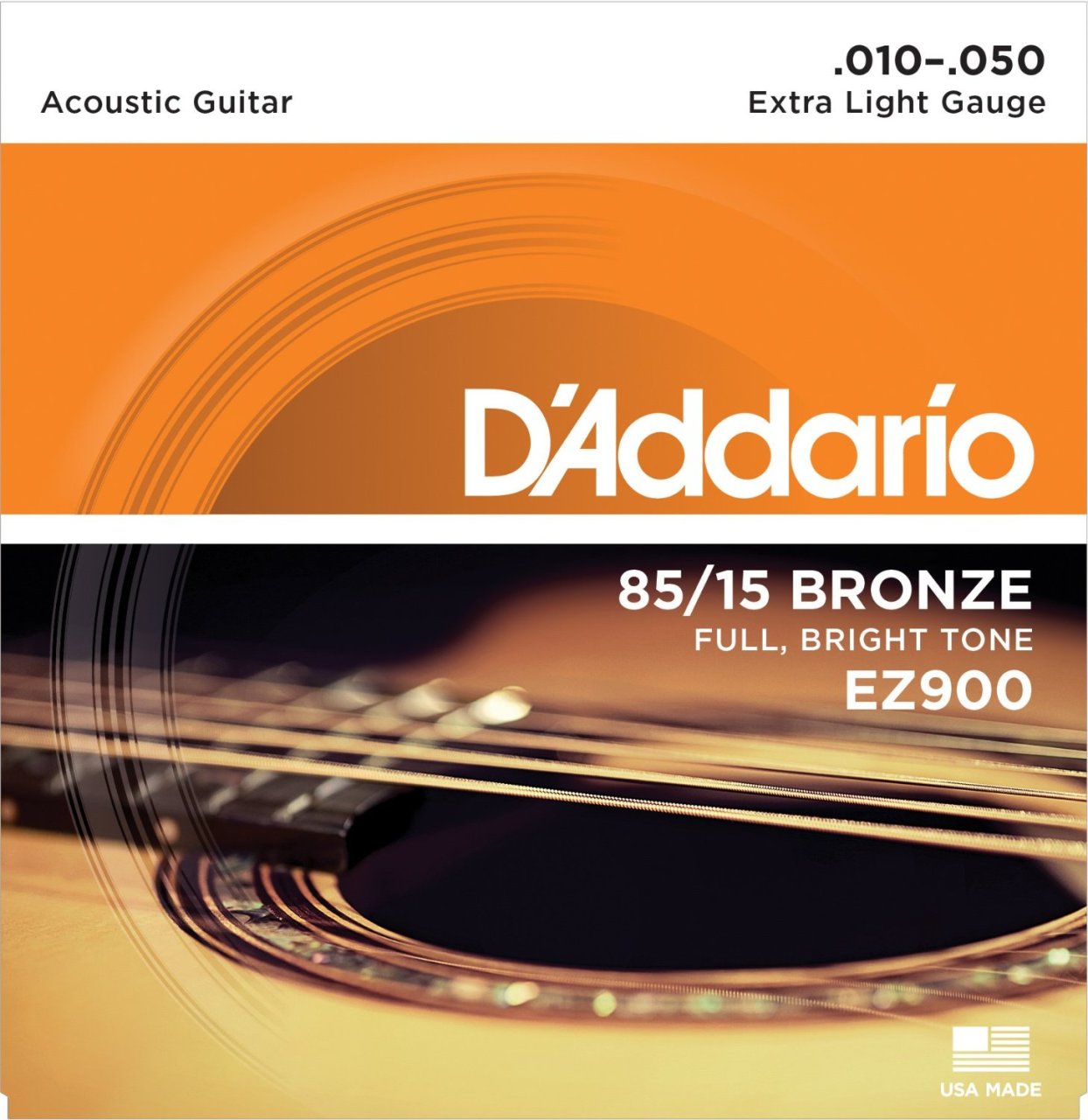 Daddario EZ900 AKUSTİK GİTAR TEL SETİ, 85/15 BRONZE, EXTRA LIGHT GAUGE (.010-.050), FULL BRIGHT TONE