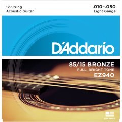 AKUSTİK GİTAR TEL SETİ, 12 TELLİ, 85/15 BRONZE, LIGHT GAUGE (.0120-.050), FULL BRIGHT TONE