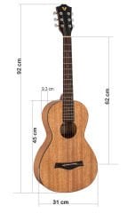 Valler PRL200 Parlor Travel Mini Akustik Gitar