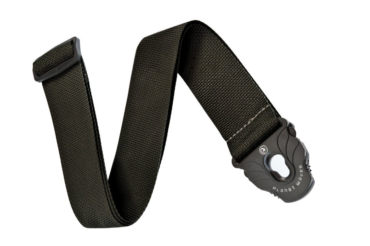 GİTAR ASKISI, KİLİTLİ SİSTEM (PLANET LOCK), YÜKSEK KALİTE POLYPROPİLEN DOKUMA, SİYAH RENK, BOY: 83-150CM (32.5''-57.5'') AYARLANABİLİR, EN: 5 CM, KİLİ