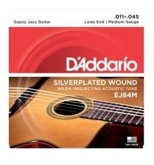 SET GYPSY JAZZ GUITAR, SILVER PLATED WOUND, LOOP END MEDIUM GAUGE, .011-.045,