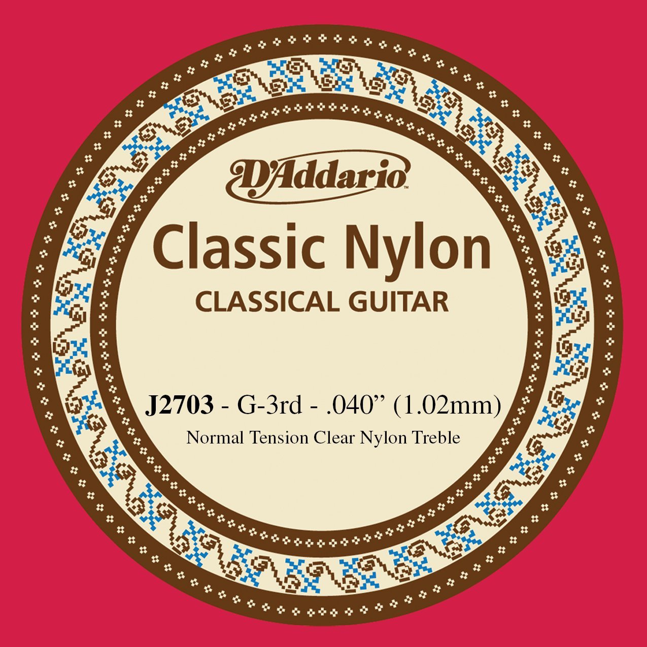 KLASİK GİTAR TEK TELİ, CLASSIC NYLON, NORMAL TENSION, CLEAR NYLON, TREBLE, G (SOL), ÜÇÜNCÜ TEL, 0.040'' (1.02MM)