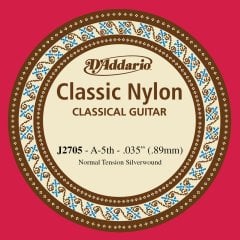 KLASİK GİTAR TEK TELİ, CLASSIC NYLON, NORMAL TENSION, SILVER PLATED CUPPER WOUND NYLON, A (LA), BEŞİNCİ TEL, 0.035'' (0.89MM)