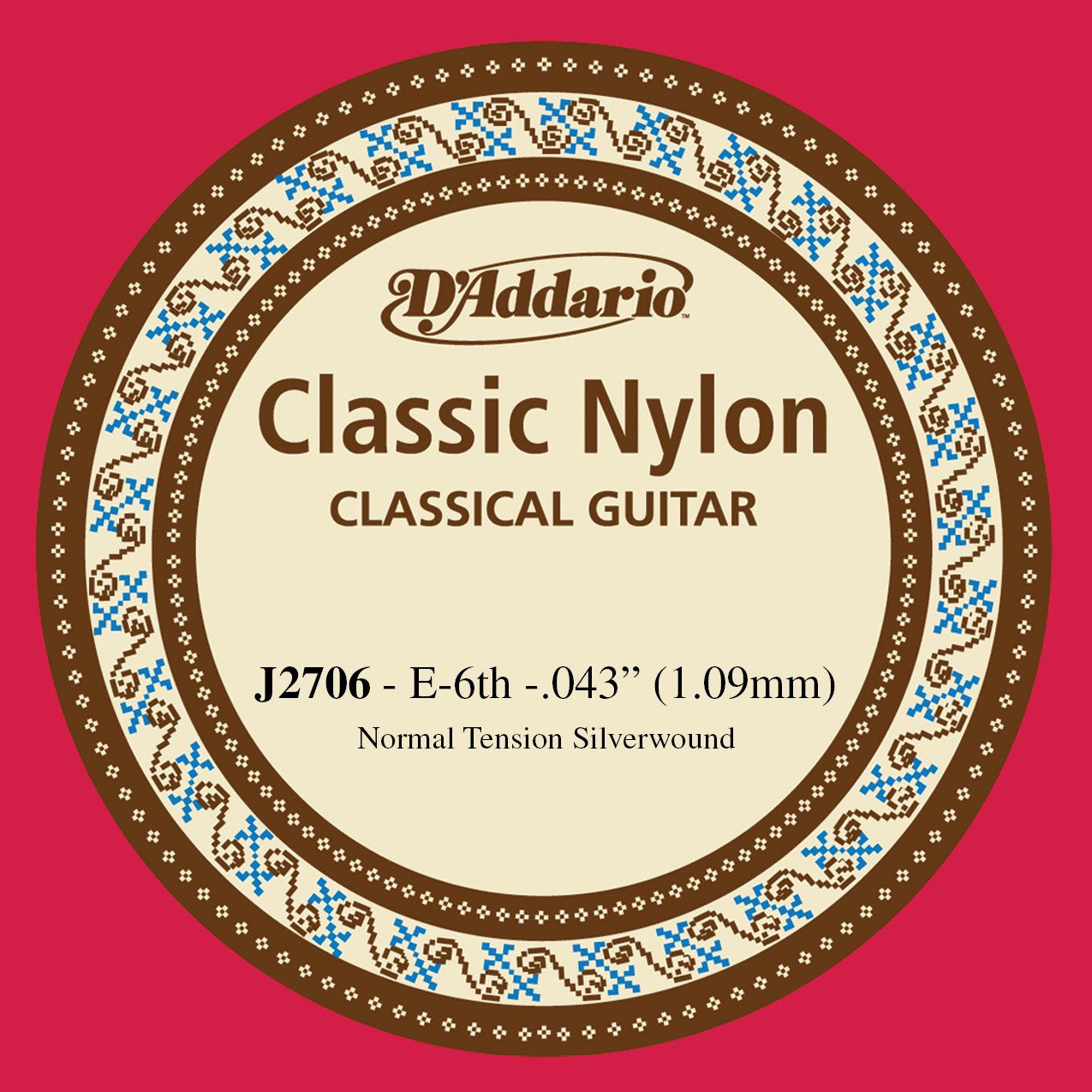 KLASİK GİTAR TEK TELİ, CLASSIC NYLON, NORMAL TENSION, SILVER PLATED CUPPER WOUND NYLON, E (Mİ), ALTINCI TEL, 0.043'' (1.09MM)