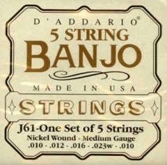 BANJO TEL SETİ, NICKEL WOUND, MEDIUM GAUGE, (0.010-0.012-0.016-0.023W-0.010)