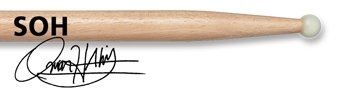 BAGET(ÇİFT) SIGNATURE STICK OMAR HAKIM, HICKORY, 0.585''x16'', SHORT TAPER, TIP: NYLON/ ROUND, SURFACE:SMALL / LACQUER