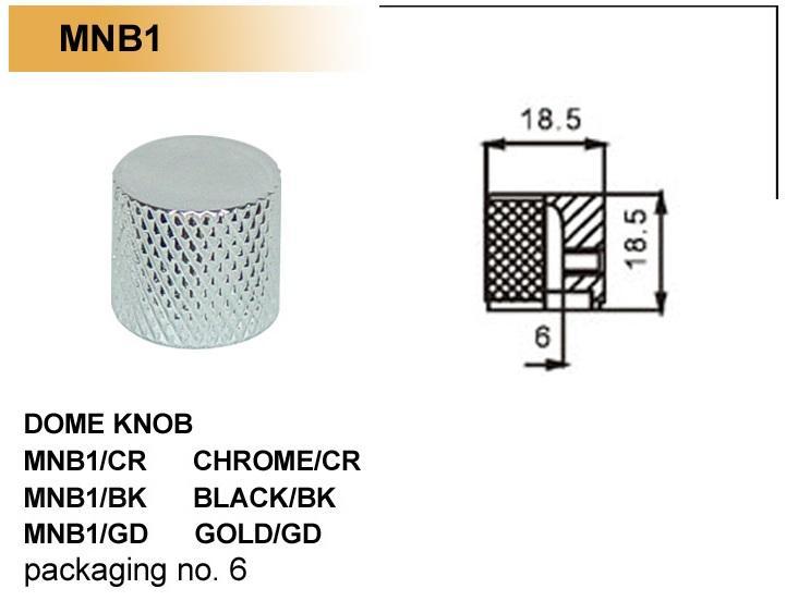 GİTAR POT. DÜĞME BAŞLIĞI (KUBBELİ) METAL, KROM, (18.5X18.5)