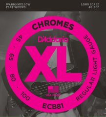 BAS GİTAR TEL SETİ, CHROMES, REGULAR LIGHT GAUGE (45-100), LONG SCALE, WARM/MELLOW - FLAT WOUND