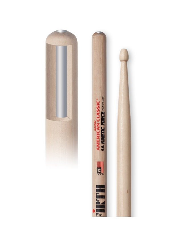 BAGET (ÇİFT) 5A WOOD KINETIC FORCE, HICKORY, 0.565''x16'', MEDIUM TAPER, TIP: WOOD (AĞAÇ) / TEAR DROP, SURFACE: MEDIUM/LACQUER