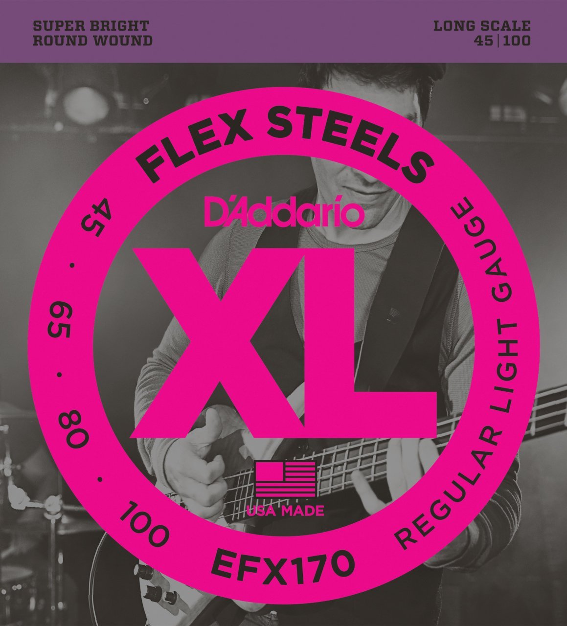 BAS GİTAR TEL SETİ, FLEXSTEELS, REGULAR LIGHT GAUGE, 45-100, LONG SCALE, SUPER BRIGHT, ROUND WOUND