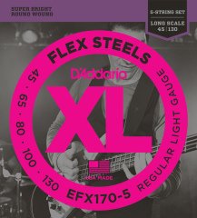 BAS GİTAR TEL SETİ, 5 TELLİ, FLEXSTEELS, REGULAR LIGHT GAUGE, 45-130, LONG SCALE, SUPER BRIGHT, ROUND WOUND