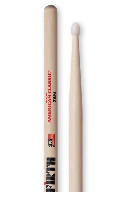 BAGET (ÇİFT) 7A NYLON, HICKORY, 0.540''x15 1/2'', MEDIUM TAPER, TIP: NYLON / TEAR DROP, SURFACE: MEDIUM / LACQUER
