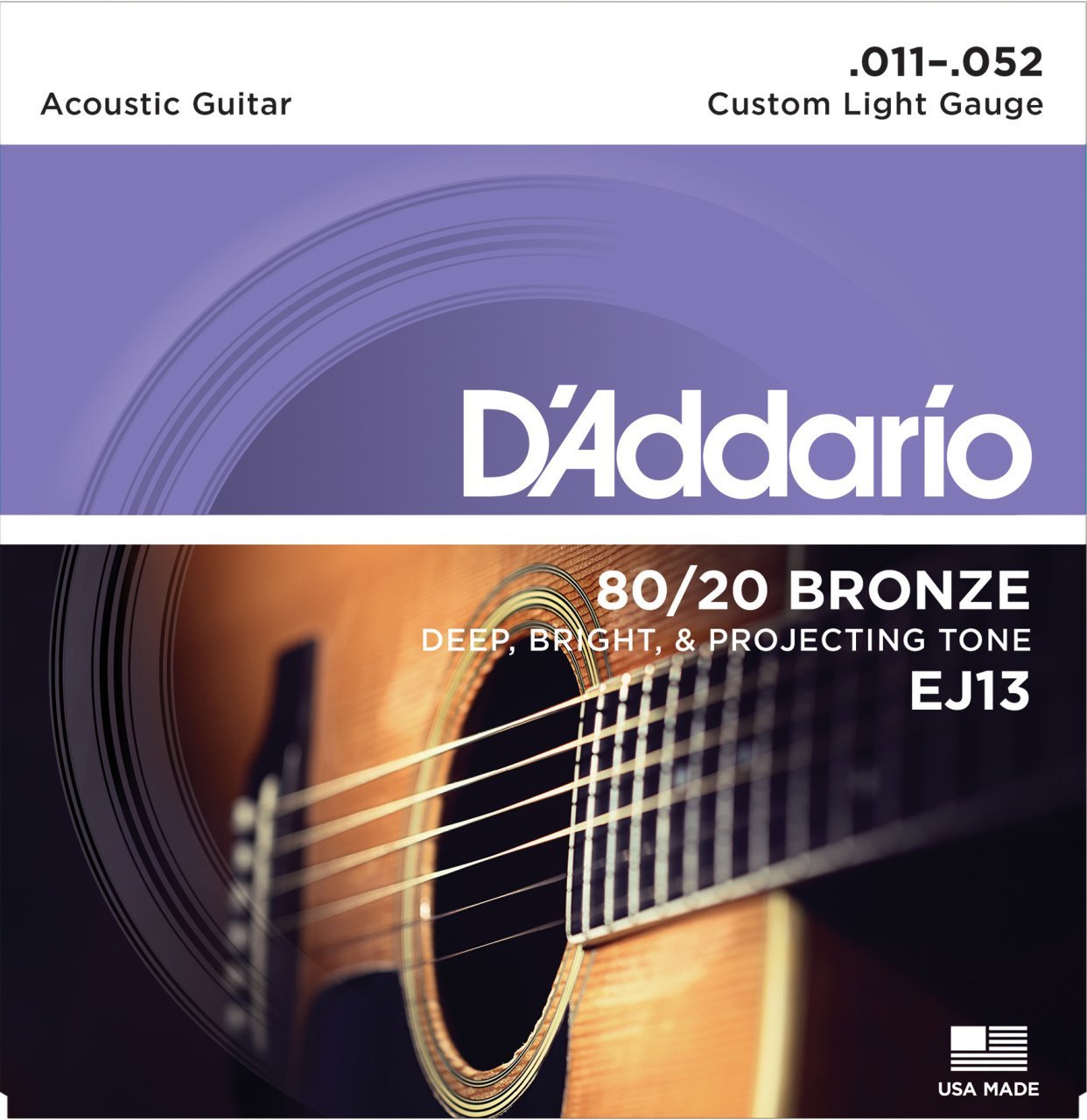 AKUSTİK GİTAR TEL SETİ, 80/20 BRONZ CUSTOM LIGHT GAUGE, 11-52, DEEP, BRIGHT & PROJECTING TONE