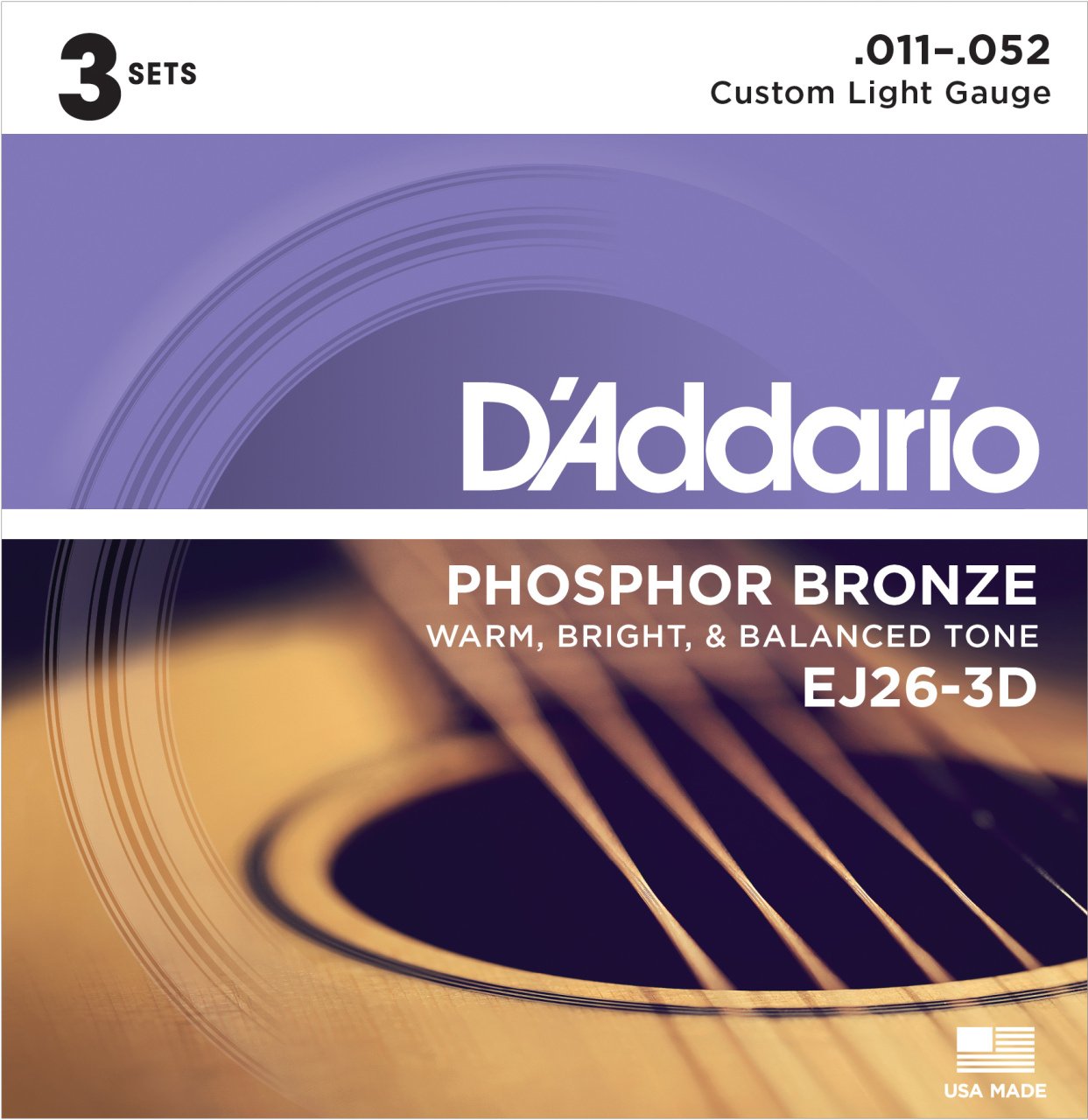 AKUSTİK GİTAR TEL SETİ, 3'LÜ PAKET, PHOSPHOR-BRONZE, CUSTOM LIGHT GAUGE, 11-52, WARM, BRIGHT & BALANCED TONE