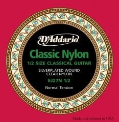Daddario EJ27N 1/2 KLASİK GİTAR TEL SETİ (1/2), SILVERPLATED WOUND, CLEAR NYLON, NORMAL TANSION