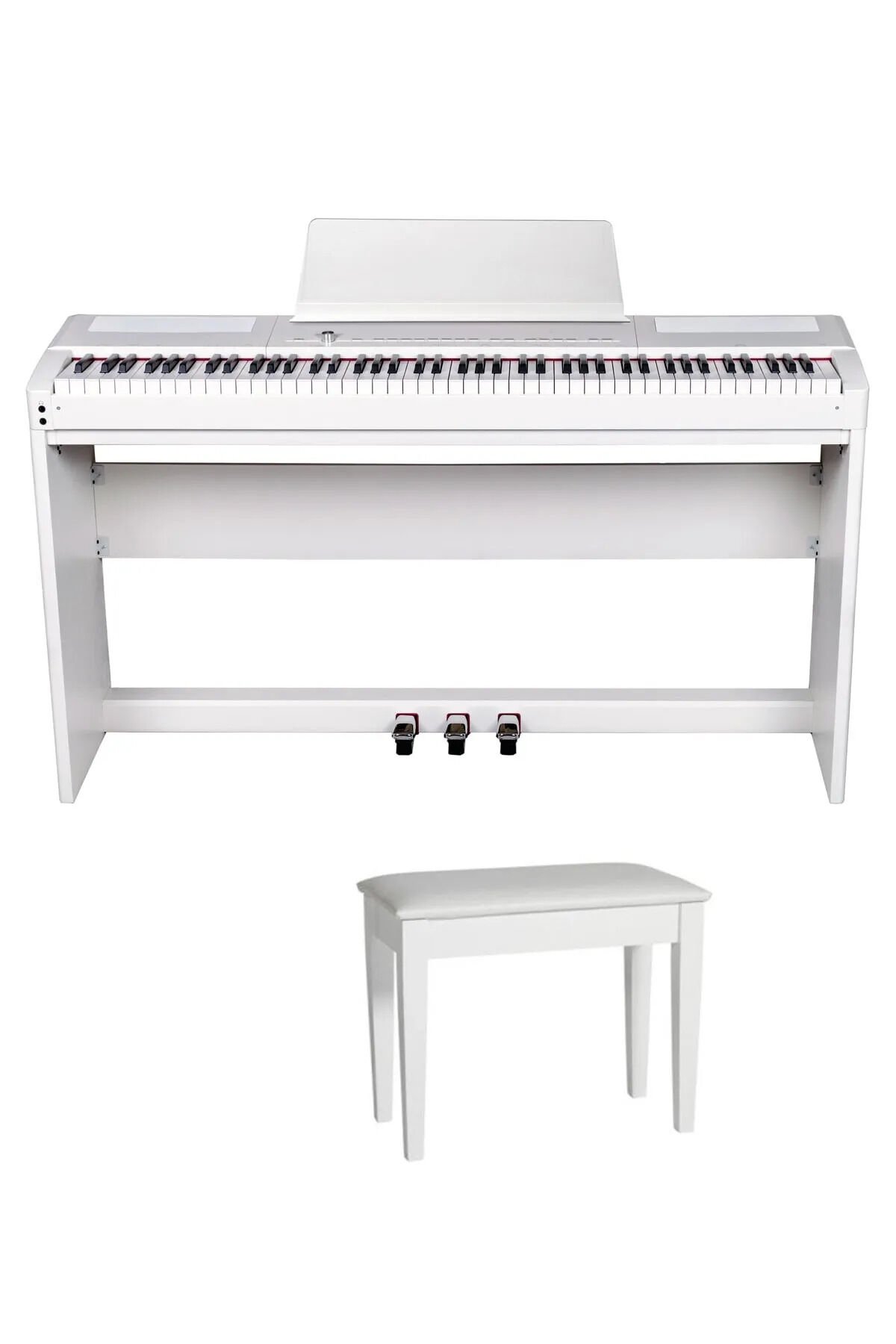 Valler S8 88 Tuşlu Dijital Piyano Portable Stage Beyaz Gülağacı ( Stand + Tabure + Kulaklık)