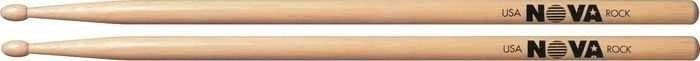 BAGET(ÇİFT) NOVA ROCK NYLON TIP, HICKORY, 1 5/8''x0.630'', SHORT TAPER, TIP: NYLON /TEAR DROP (OVAL), SURFACE: LARGE/LACQUER
